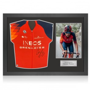 Geraint Thomas Signed Ineos Grenadiers Cycling Jersey. Icon Frame