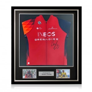 Geraint Thomas Signed Ineos Grenadiers Cycling Jersey. Deluxe Frame