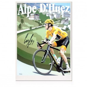 Geraint Thomas Signed Cycling Fine Art Print: Alpe D'Huez