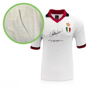 Franco Baresi & Paolo Maldini Signed AC Milan 1994 European Cup Final Football Shirt. Damaged A