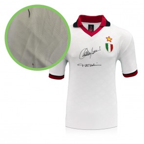 Franco Baresi & Paolo Maldini Signed AC Milan 1994 European Cup Final Football Shirt. Damaged B