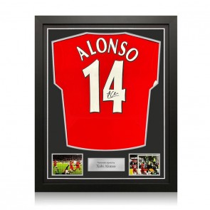 Xabi Alonso Back Signed Liverpool 2005 Football Shirt. Standard Frame
