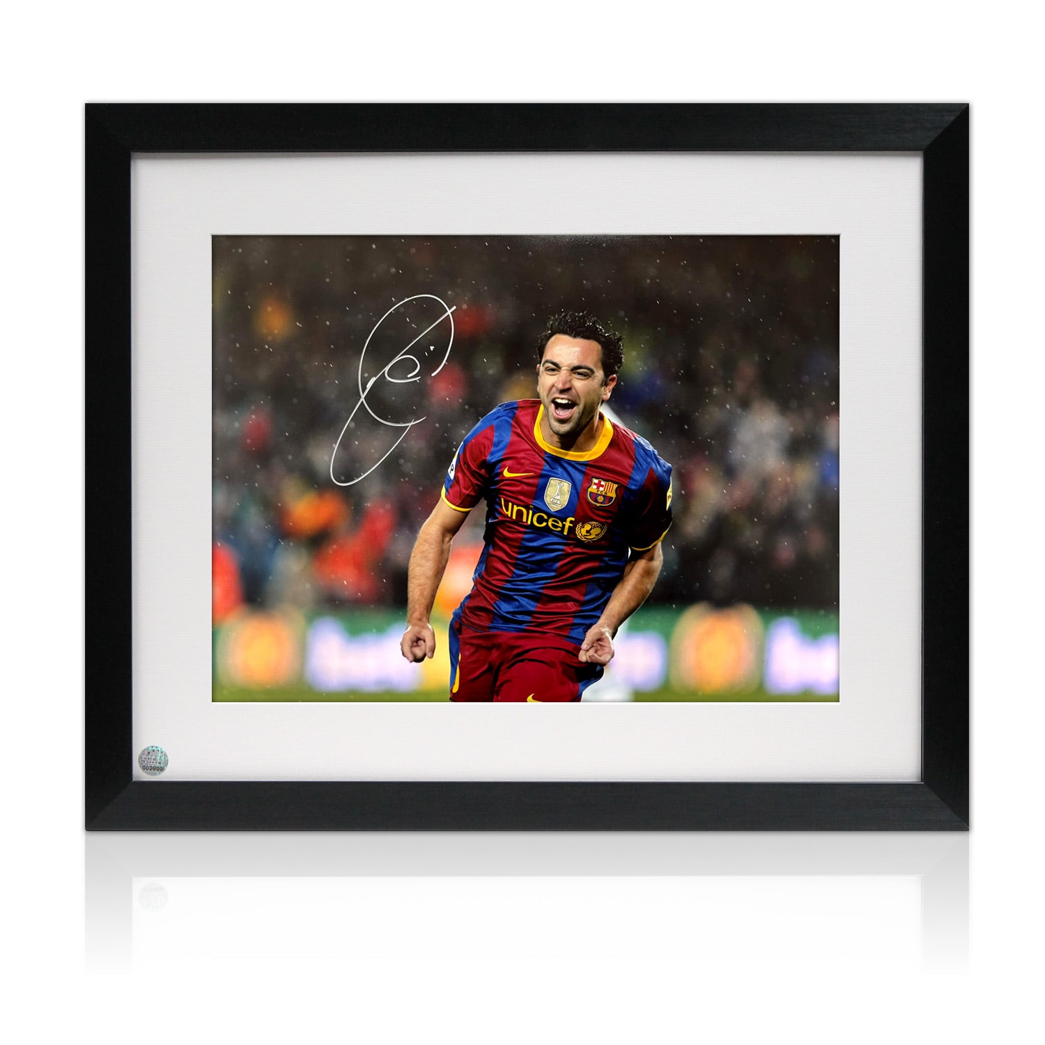 Xavi Hernandez Signed Barcelona Football Photo. Framed
