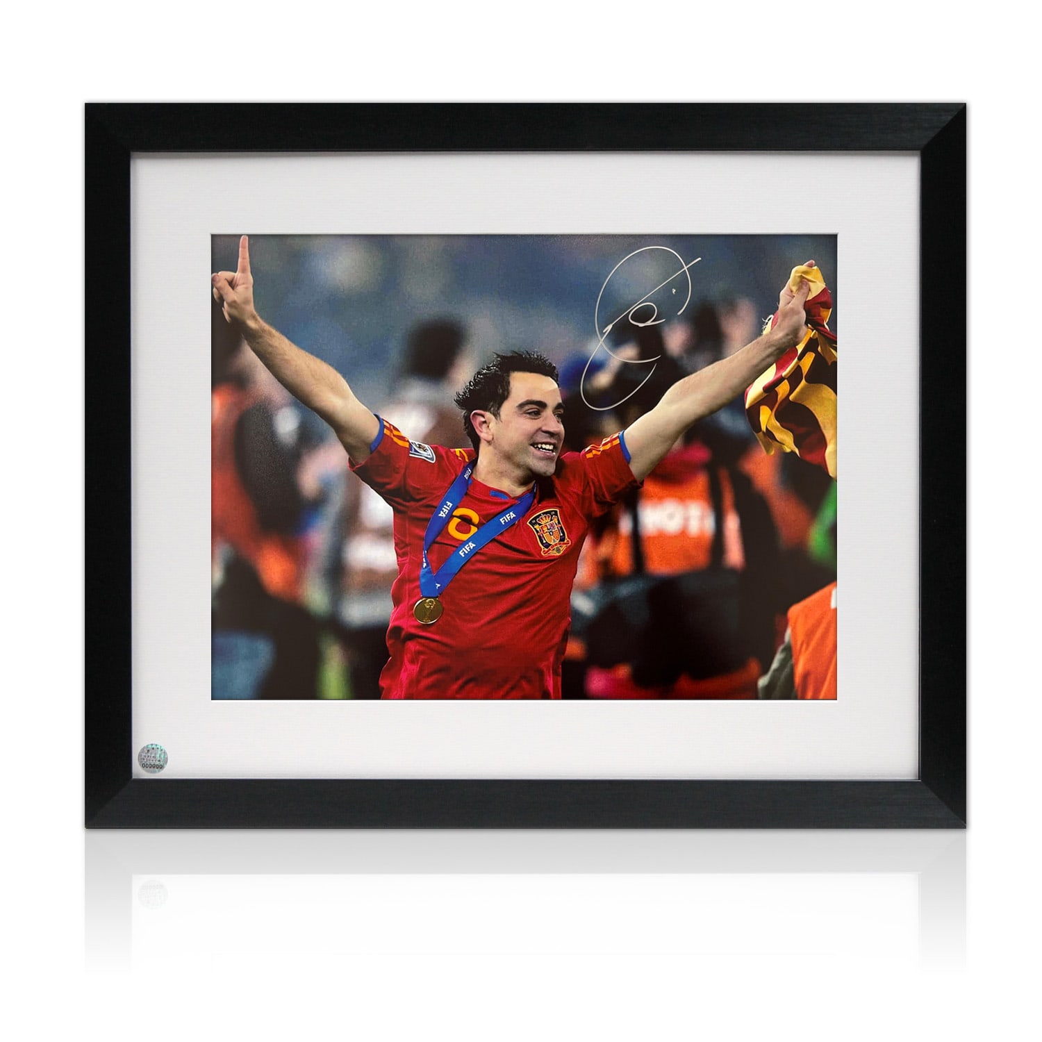 Xavi Hernandez Signed Spain Football Photo. Framed