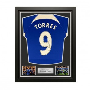 Fernando Torres Signed Chelsea Football Shirt. Standard Frame