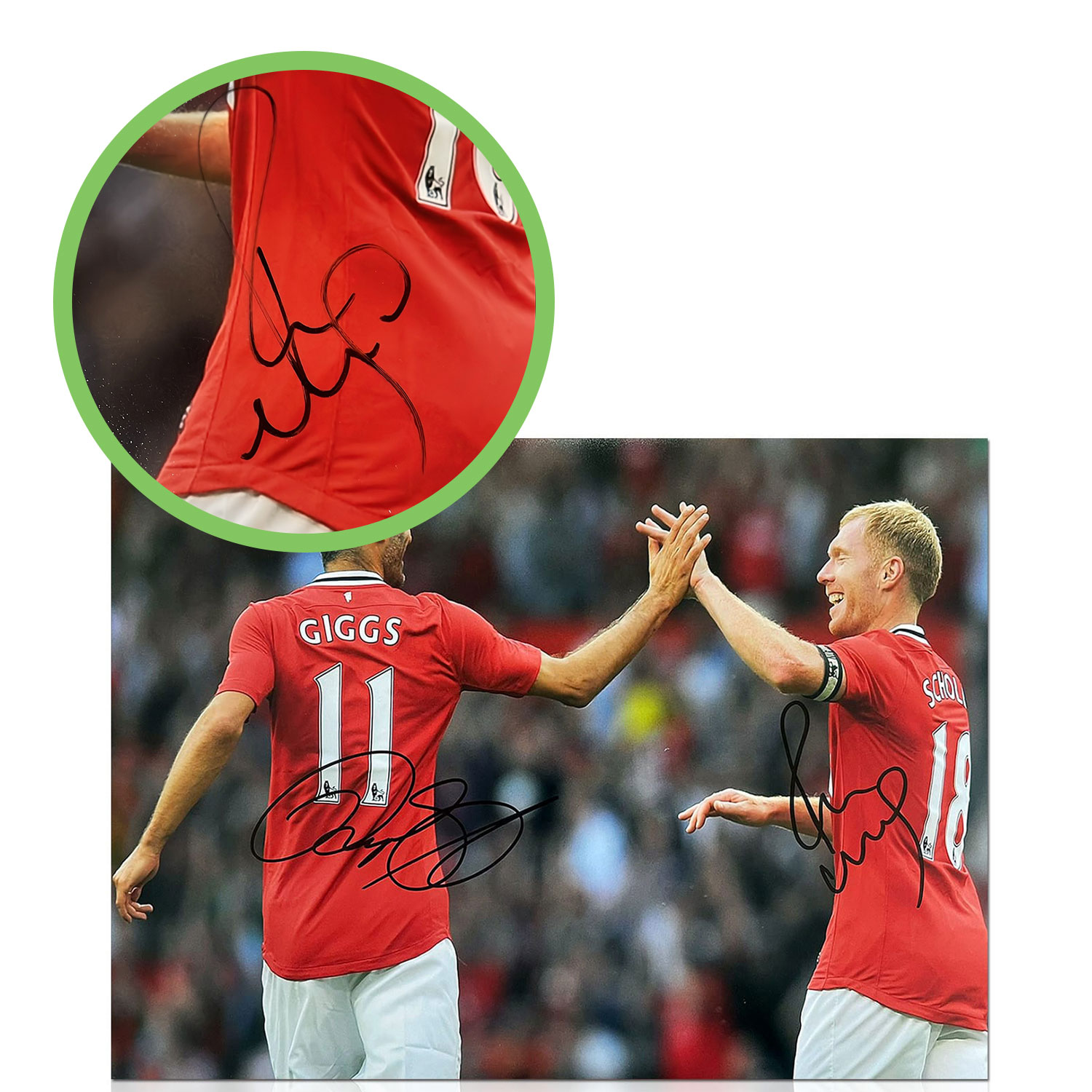 Ryan Giggs & Paul Scholes Signed Manchester United Football Photo: United Legends. Damaged F