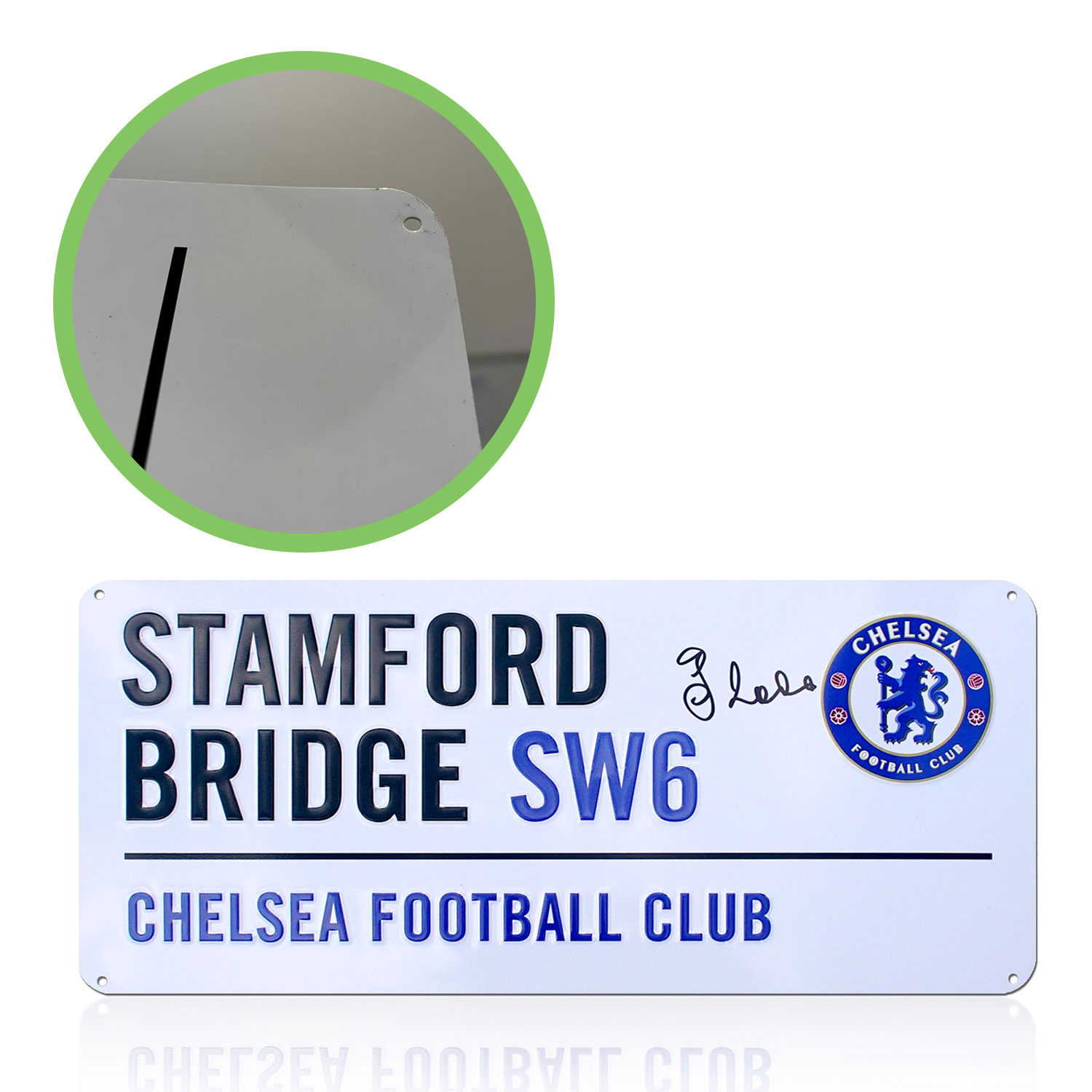 Gianfranco Zola Signed Chelsea Street Sign. Damaged F