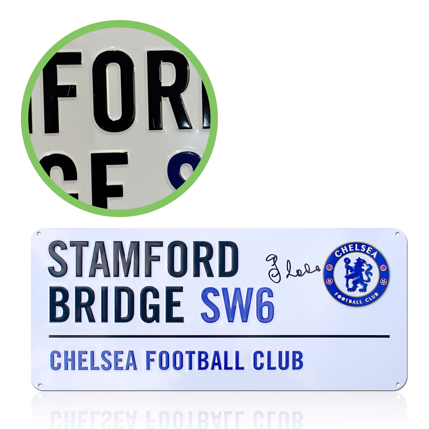 Gianfranco Zola Signed Chelsea Street Sign. Damaged G