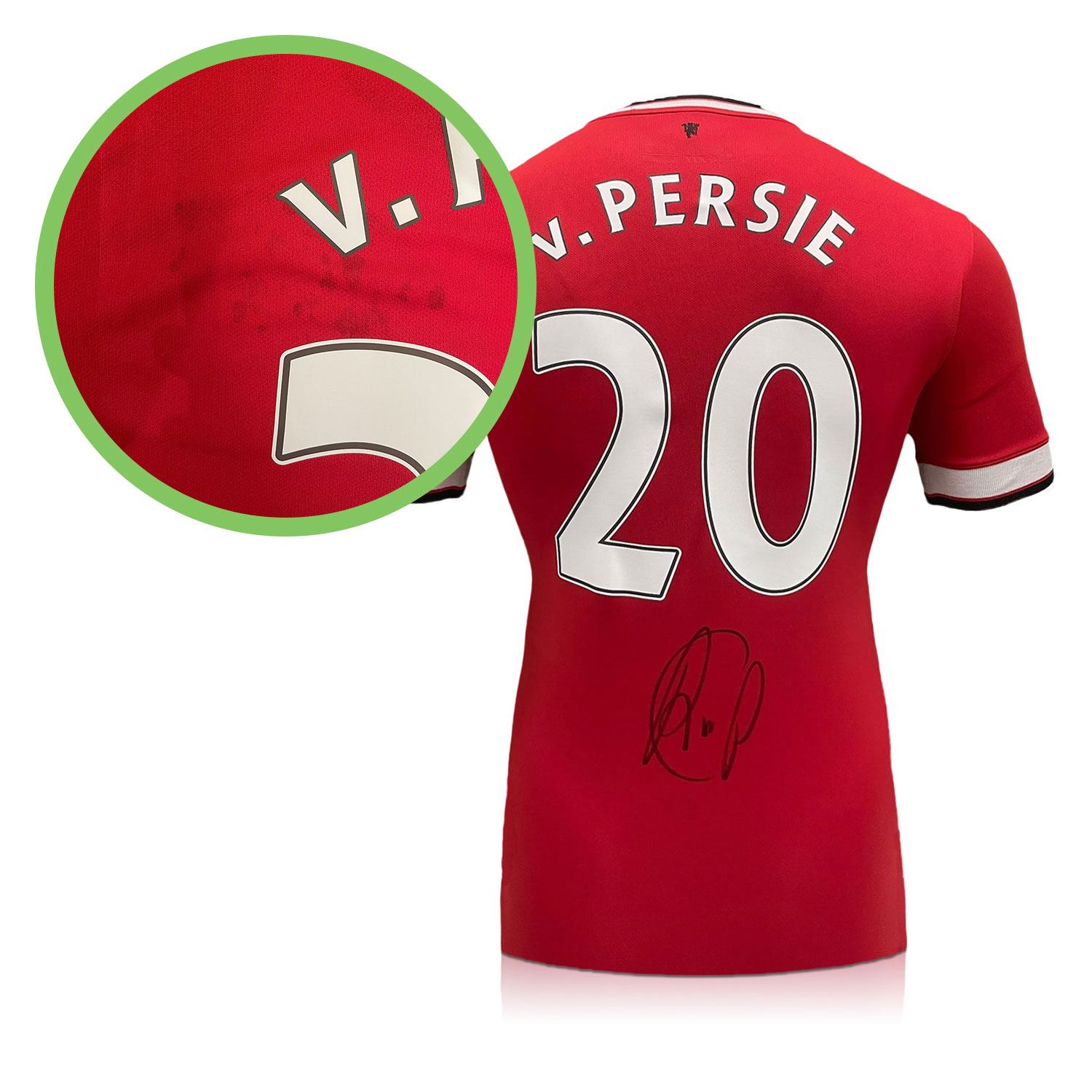 Robin Van Persie Signed Original Manchester United 2014-15 Football Shirt. Damaged B