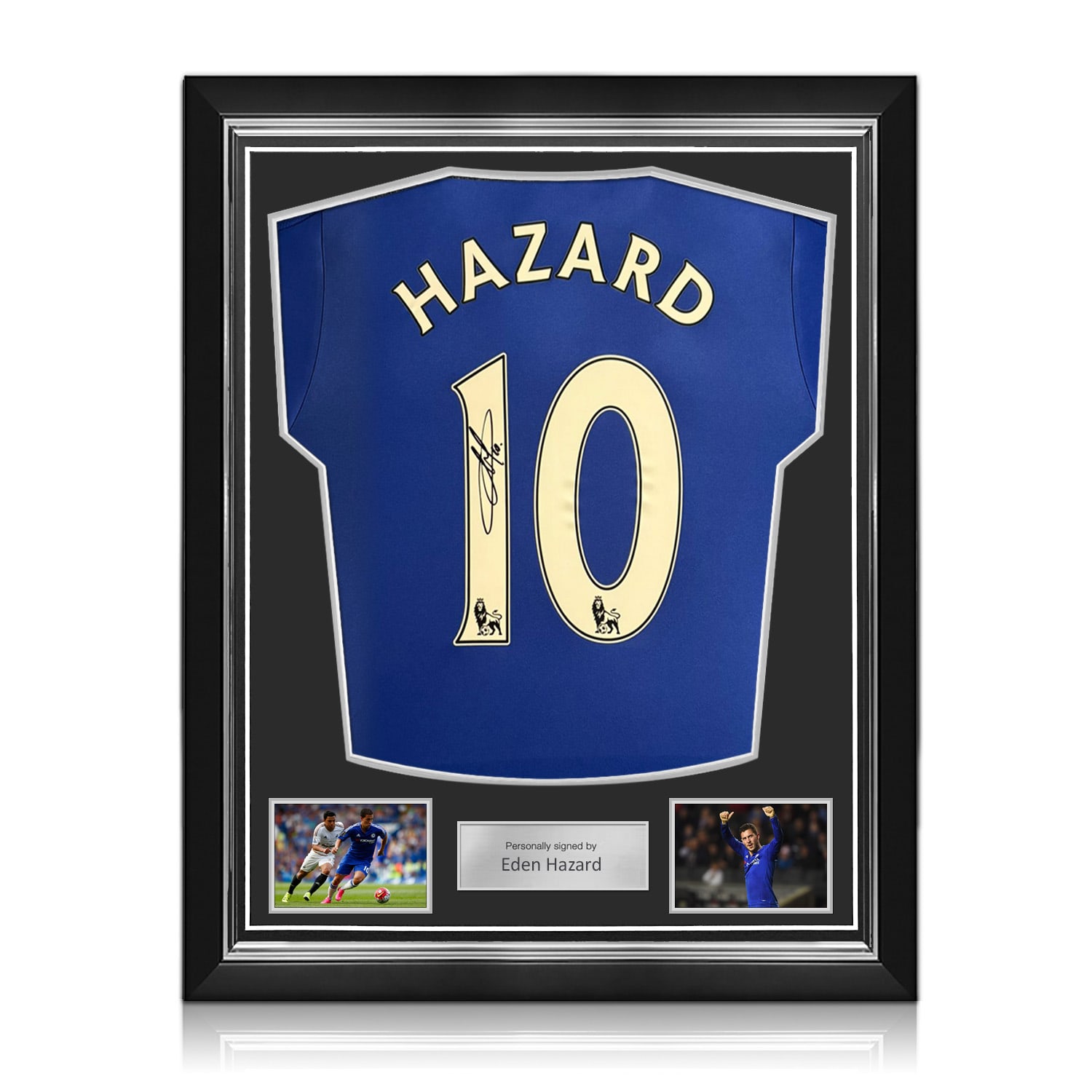 Eden Hazard Signed Chelsea 2015-16 Home Football Shirt. Superior Frame