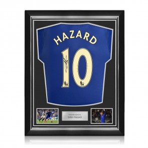Eden Hazard Signed Chelsea 2015-16 Home Football Shirt. Superior Frame