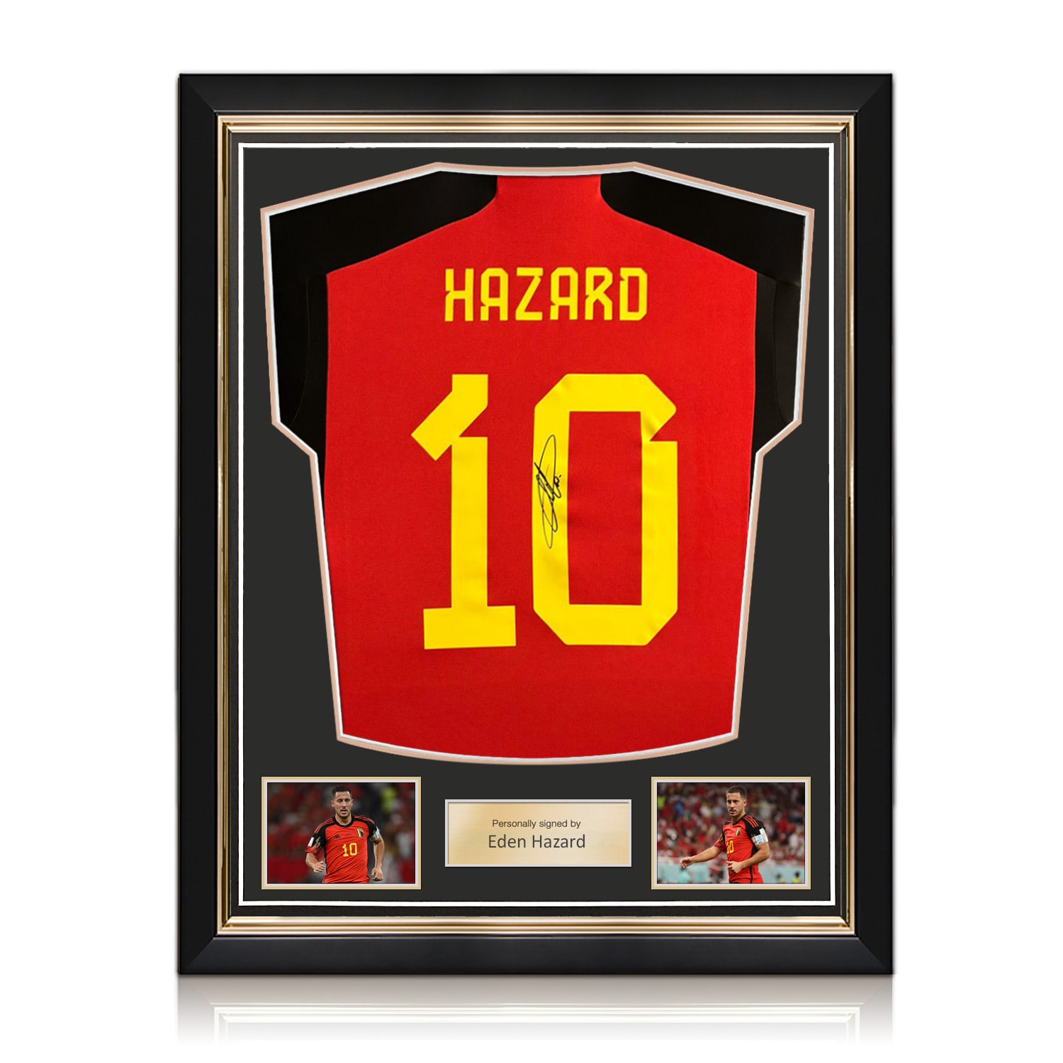 Eden Hazard Signed Belgium 2022 Home Football Shirt. Superior Frame