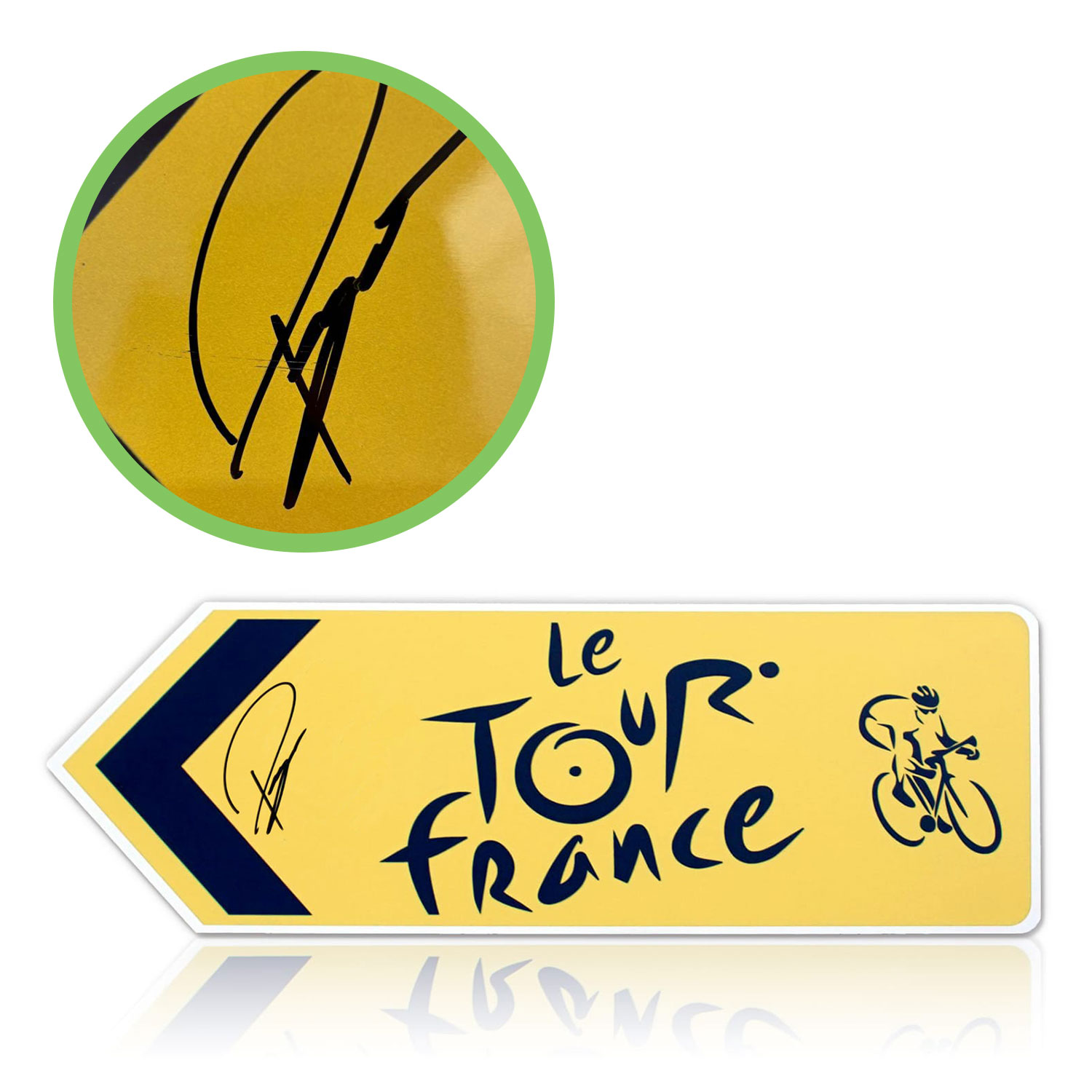 Tadej Pogacar Signed Tour de France Street Sign. Damaged C