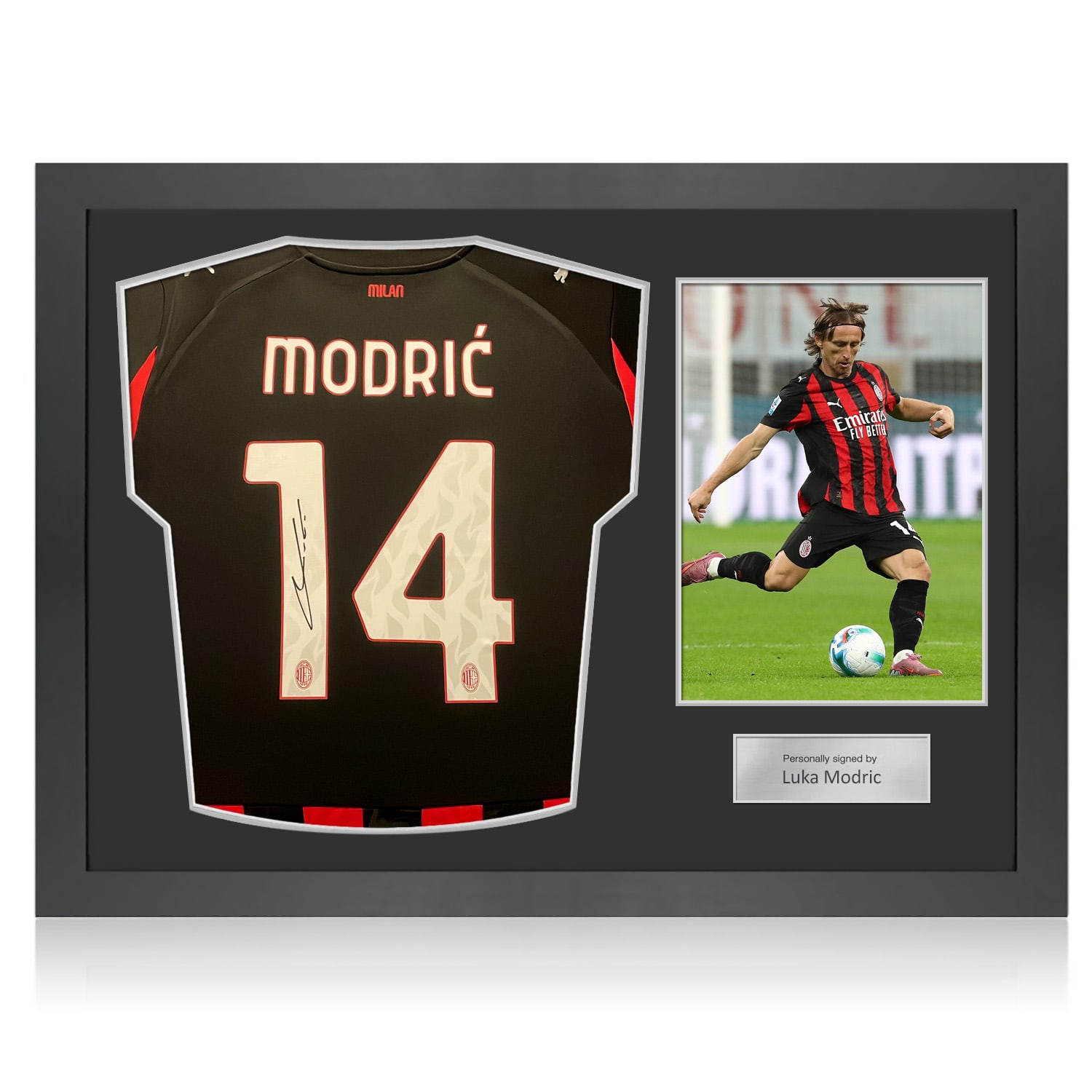 Luka Modric Signed AC Milan 2025-26 Home Football Shirt. Icon Frame