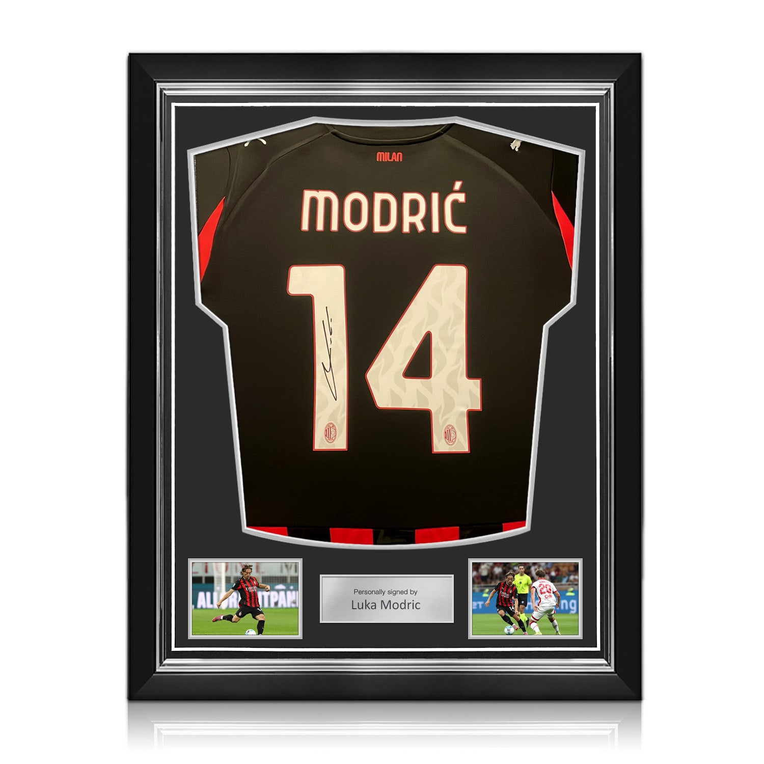 Luka Modric Signed AC Milan 2025-26 Home Football Shirt. Superior Frame