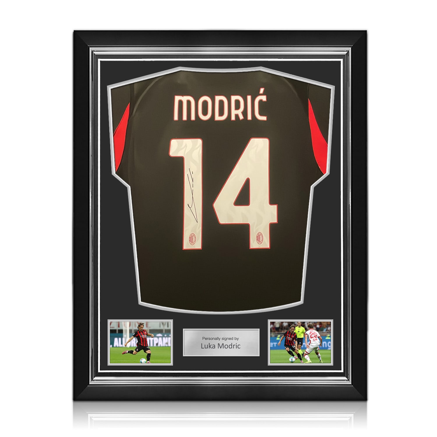 Luka Modric Signed AC Milan 2025-26 Authentic Home Football Shirt. Superior Frame