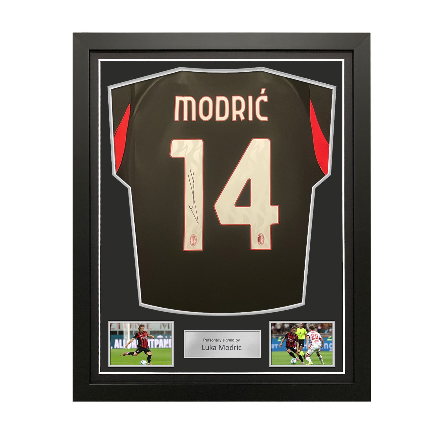 Luka Modric Signed AC Milan 2025-26 Authentic Home Football Shirt. Standard Frame