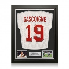 Paul Gascoigne Signed England 1990 Home Football Shirt. Standard Frame
