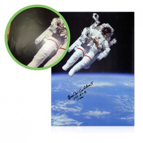 Bruce McCandless II Signed Photo: First Untethered Space Walk. Damaged A