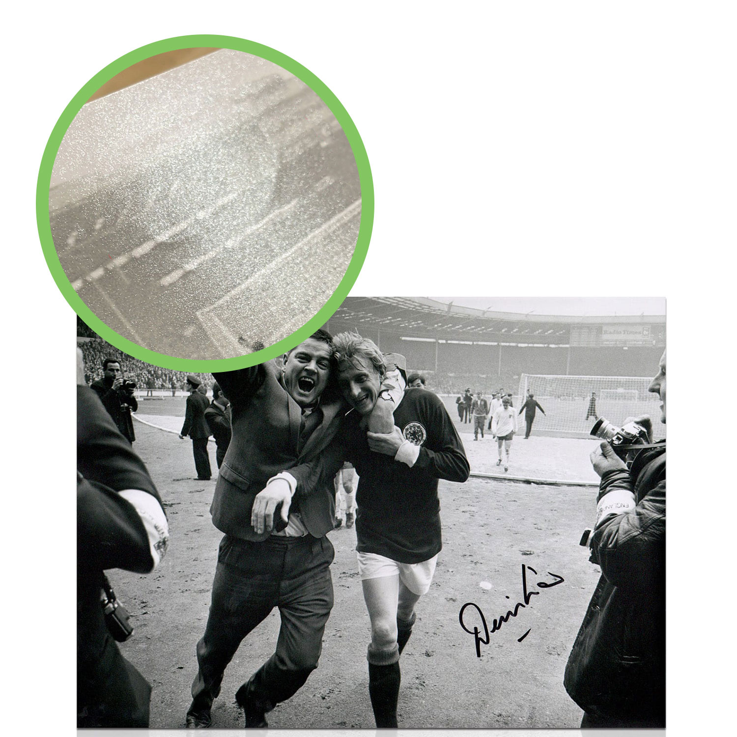 Denis Law Signed Scotland Photograph: 1967 Win At Wembley. Damaged D