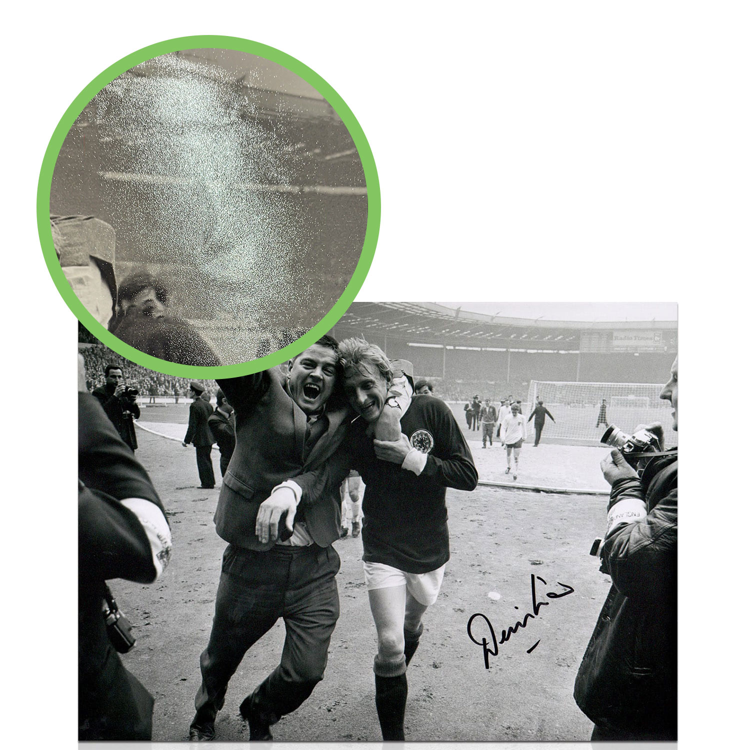 Denis Law Signed Scotland Photograph: 1967 Win At Wembley. Damaged E