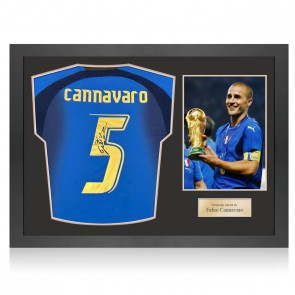 Fabio Cannavaro Signed 2006 Italy Football Shirt. Icon Frame