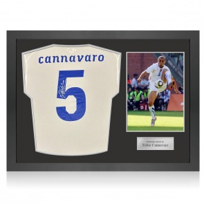 Fabio Cannavaro Signed Italy 2010-11 Away Football Shirt. Icon Frame