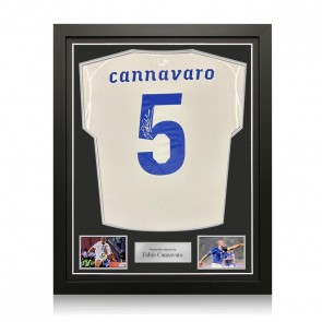 Fabio Cannavaro Signed Italy 2010-11 Away Football Shirt. Standard Frame