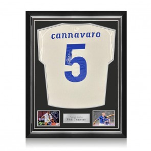Fabio Cannavaro Signed Italy 2010-11 Away Football Shirt. Superior Frame
