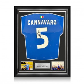 Fabio Cannavaro Signed Italy 2018 Football Shirt. Superior Frame