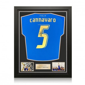 Fabio Cannavaro Signed Italy 2022 Football Shirt. Standard Frame
