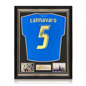 Fabio Cannavaro Signed Italy 2022 Football Shirt. Superior Frame