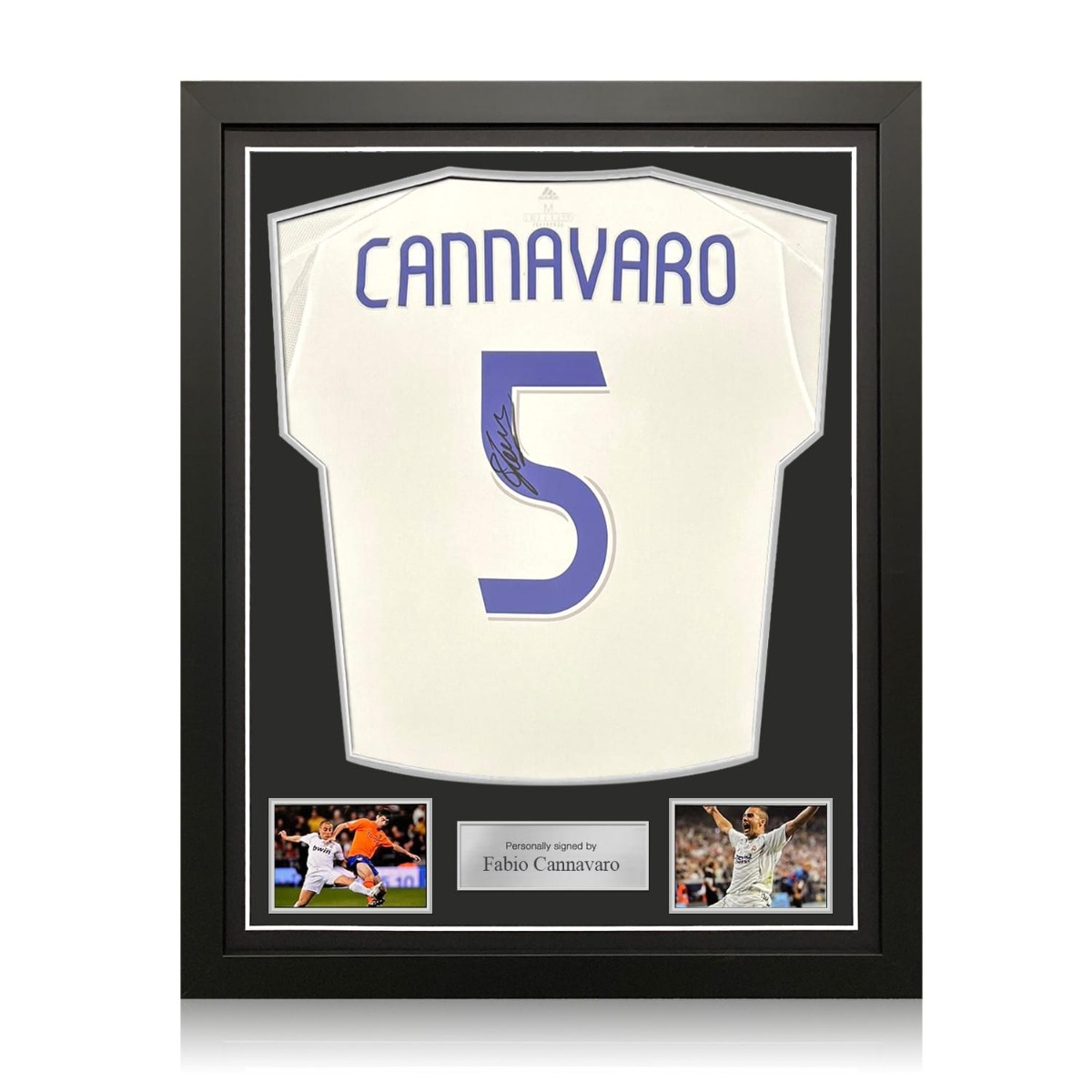 Fabio Cannavaro Signed 2020-21 Real Madrid Football Shirt. Standard Frame