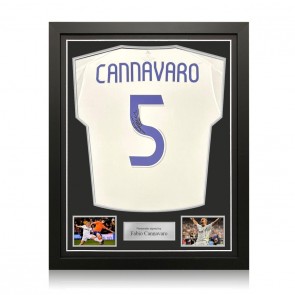 Fabio Cannavaro Signed 2020-21 Real Madrid Football Shirt. Standard Frame