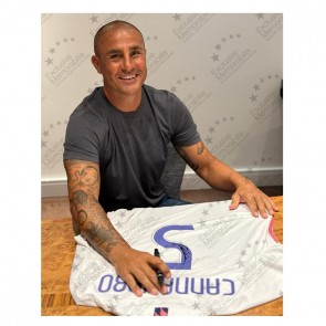 Fabio Cannavaro Signed 2020-21 Real Madrid Football Shirt. Deluxe Frame