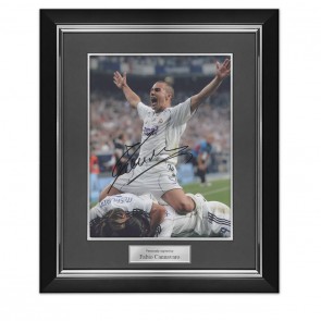 Fabio Cannavaro Signed Real Madrid Football Photo. Deluxe Frame