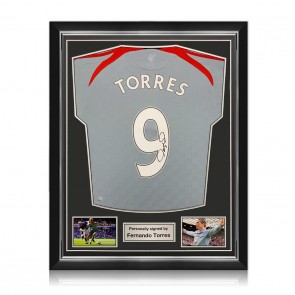 Fernando Torres Signed Liverpool 2008-09 Away Football Shirt. Superior Frame