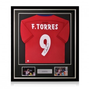 Fernando Torres Signed Atletico Madrid 2015-16 Football Shirt. Deluxe Frame