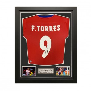 Fernando Torres Signed Atletico Madrid 2015-16 Football Shirt. Standard Frame