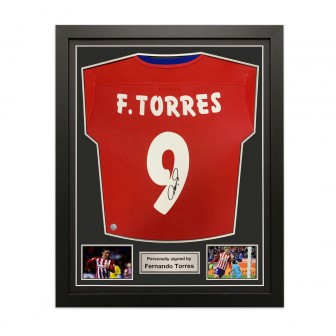 Fernando Torres Signed Atletico Madrid 2015-16 Football Shirt. Standard Frame