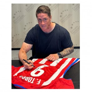 Fernando Torres Signed Atletico Madrid 2016-17 Football Shirt Player Issue. Standard Frame