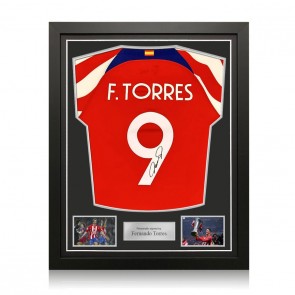 Fernando Torres Signed Atletico Madrid 2022-23 Football Shirt. Standard Frame