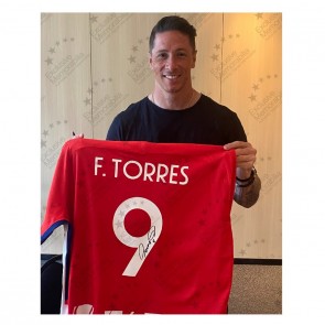 Fernando Torres Signed Atletico Madrid Player Issue 2017-18 Football Shirt. Standard Frame