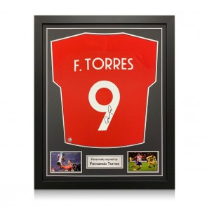 Fernando Torres Signed Atletico Madrid Player Issue 2017-18 Football Shirt. Standard Frame