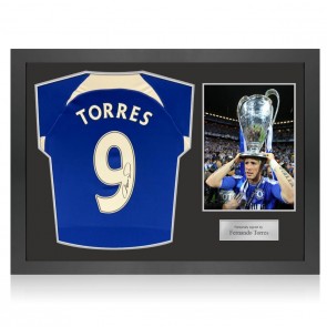 Fernando Torres Signed Chelsea Football Shirt. Icon Frame