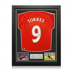 Fernando Torres Signed Liverpool 2006-08 Football Shirt. Standard Frame