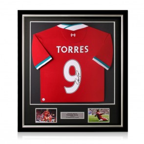 Fernando Torres Signed Liverpool 2020-21 Football Shirt. Deluxe Frame