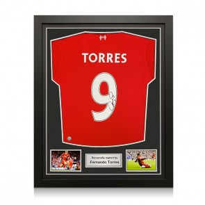 Fernando Torres Signed Liverpool 2020-21 Football Shirt. Standard Frame