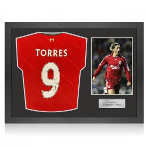 Fernando Torres Signed Liverpool 2021-22 Football Shirt. Icon Frame