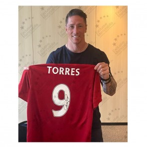 Fernando Torres Signed Liverpool 2019-20 Football Shirt. Deluxe Frame